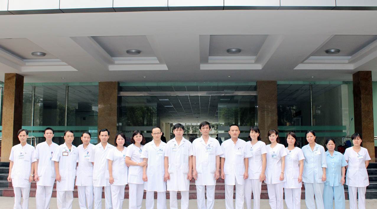 Group of medical staff standing together in a hospital setting