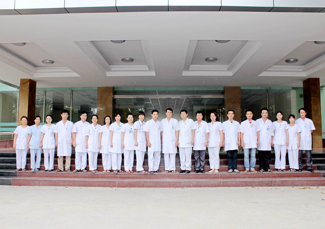 Group of medical staff standing together in a hospital setting