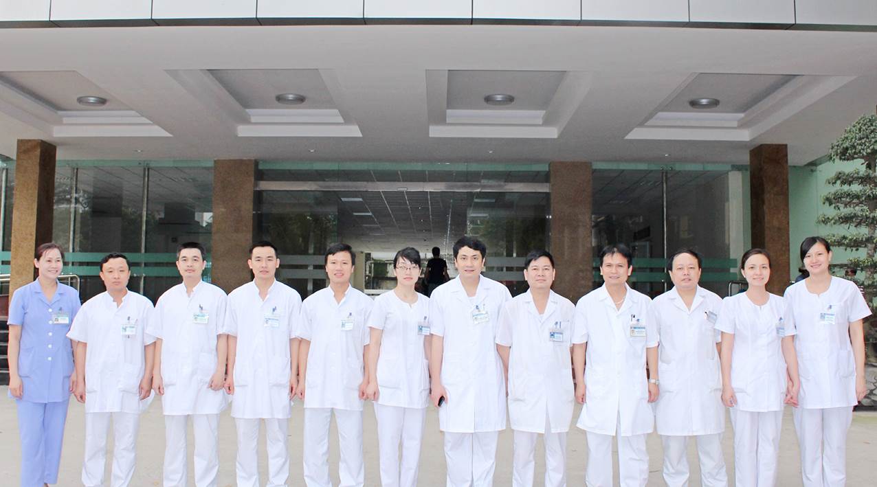 Group of medical staff standing together in a hospital setting