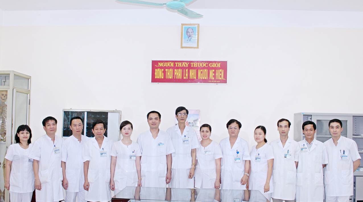 Group of medical staff standing together in a hospital setting