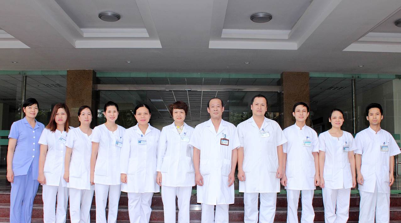 Group of medical staff standing together in a hospital setting
