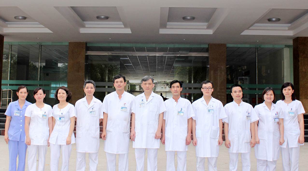 Group of medical staff standing together in a hospital setting