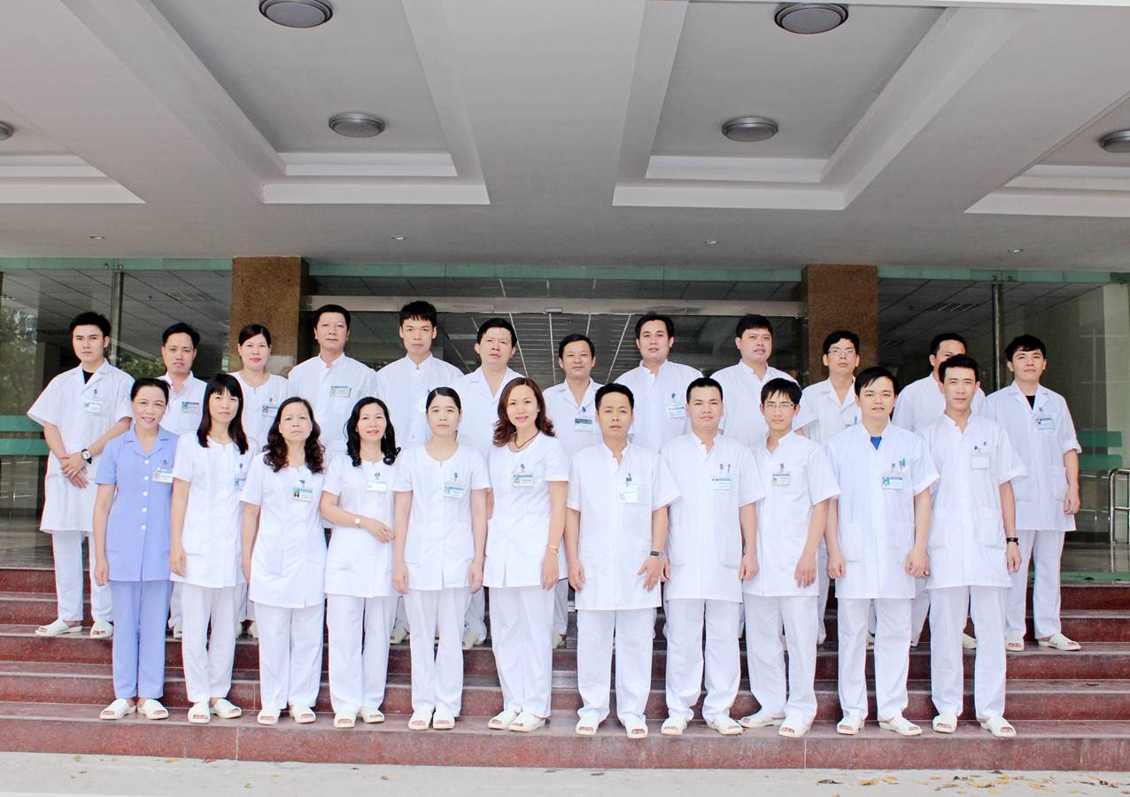 Group of medical staff standing together in a hospital setting